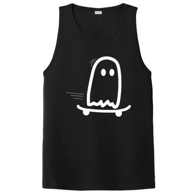 Skateboard Ghost Halloween Costume Funny Ghost Skateboarding Gift PosiCharge Competitor Tank