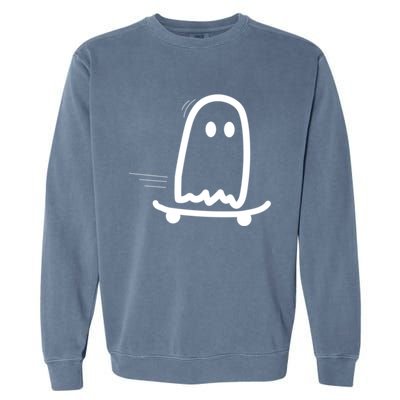 Skateboard Ghost Halloween Costume Funny Ghost Skateboarding Gift Garment-Dyed Sweatshirt