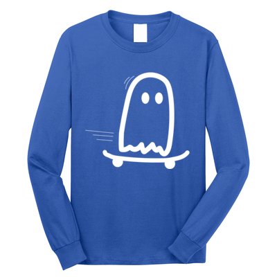 Skateboard Ghost Halloween Costume Funny Ghost Skateboarding Gift Long Sleeve Shirt