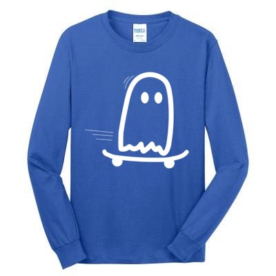 Skateboard Ghost Halloween Costume Funny Ghost Skateboarding Gift Tall Long Sleeve T-Shirt