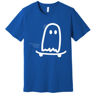 Skateboard Ghost Halloween Costume Funny Ghost Skateboarding Gift Premium T-Shirt