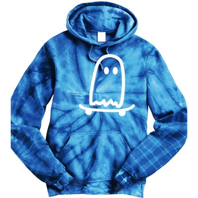 Skateboard Ghost Halloween Costume Funny Ghost Skateboarding Gift Tie Dye Hoodie