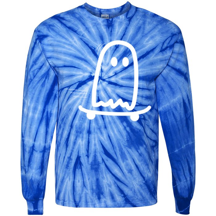 Skateboard Ghost Halloween Costume Funny Ghost Skateboarding Gift Tie-Dye Long Sleeve Shirt