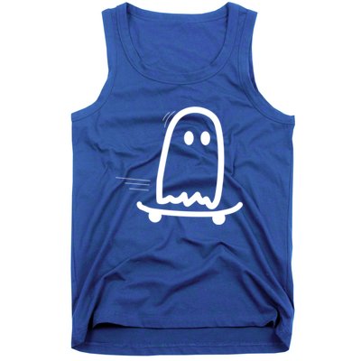 Skateboard Ghost Halloween Costume Funny Ghost Skateboarding Gift Tank Top