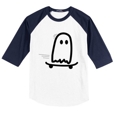 Skateboard Ghost Halloween Costume Funny Ghost Skateboarding Gift Baseball Sleeve Shirt