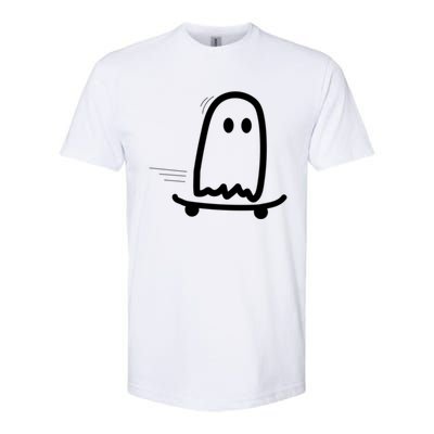 Skateboard Ghost Halloween Costume Funny Ghost Skateboarding Gift Softstyle CVC T-Shirt