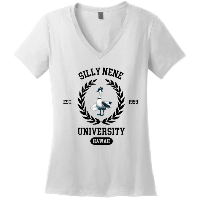 Silly Goose Hawaii Silly Nene Goose Women's V-Neck T-Shirt