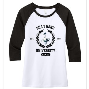 Silly Goose Hawaii Silly Nene Goose Women's Tri-Blend 3/4-Sleeve Raglan Shirt