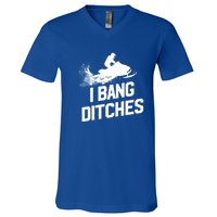 Snowmobile Gift I Bang Ditches Snowmobiling Gift V-Neck T-Shirt