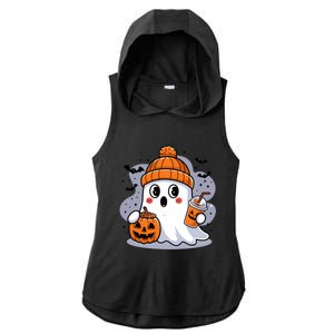 Spooky Ghost Ing Coffee Halloween Pumpkin Ice Coffee Cool Gift Ladies PosiCharge Tri-Blend Wicking Draft Hoodie Tank