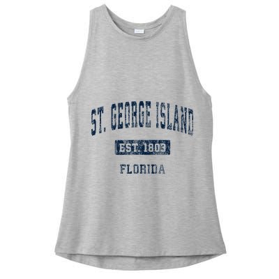 St. George Island Florida Fl Vintage Sports Established Ladies PosiCharge Tri-Blend Wicking Tank