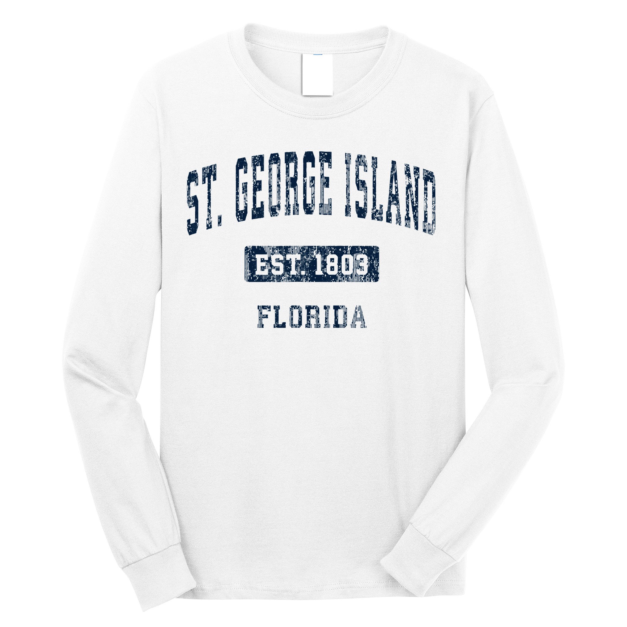 St. George Island Florida Fl Vintage Sports Established Long Sleeve Shirt