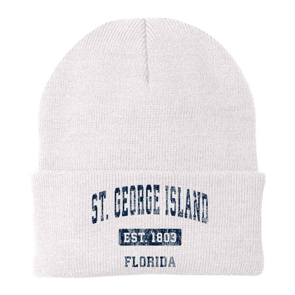 St. George Island Florida Fl Vintage Sports Established Beanie