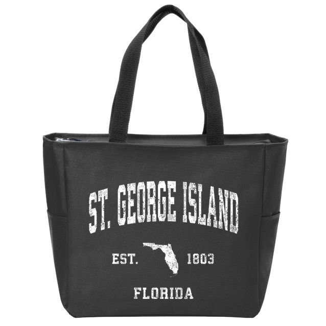 St. George Island Florida Fl Vintage Athletic Zip Tote Bag
