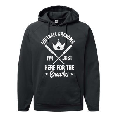 Softball Grandma I'm Just Here for the snacks Baseball Cute Performance Fleece Hoodie