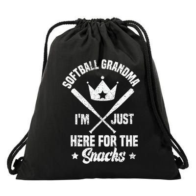 Softball Grandma I'm Just Here for the snacks Baseball Cute Drawstring Bag