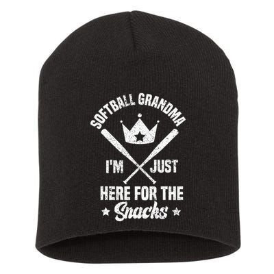 Softball Grandma I'm Just Here for the snacks Baseball Cute Short Acrylic Beanie
