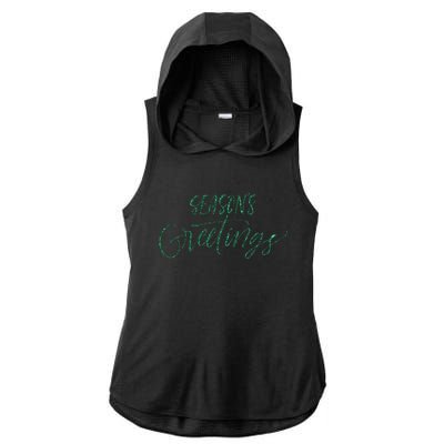 Seasons Greetings In Script Cursive Meaningful Gift Ladies PosiCharge Tri-Blend Wicking Draft Hoodie Tank