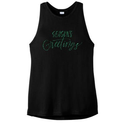 Seasons Greetings In Script Cursive Meaningful Gift Ladies PosiCharge Tri-Blend Wicking Tank