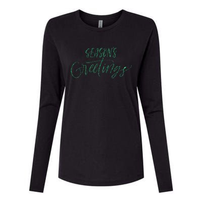 Seasons Greetings In Script Cursive Meaningful Gift Womens Cotton Relaxed Long Sleeve T-Shirt