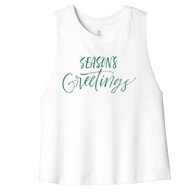 Seasons Greetings In Script Cursive Meaningful Gift Women's Racerback Cropped Tank