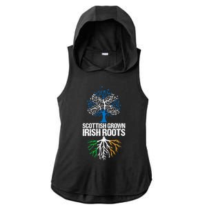 Scottish Grown Irish Roots Scotland Ireland Gift Ladies PosiCharge Tri-Blend Wicking Draft Hoodie Tank