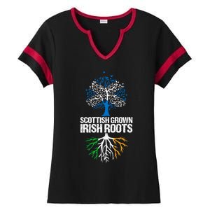 Scottish Grown Irish Roots Scotland Ireland Gift Ladies Halftime Notch Neck Tee