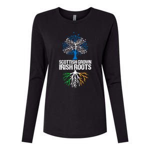 Scottish Grown Irish Roots Scotland Ireland Gift Womens Cotton Relaxed Long Sleeve T-Shirt