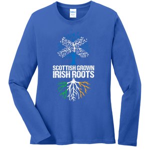 Scottish Grown Irish Roots Scotland Ireland Gift Ladies Long Sleeve Shirt