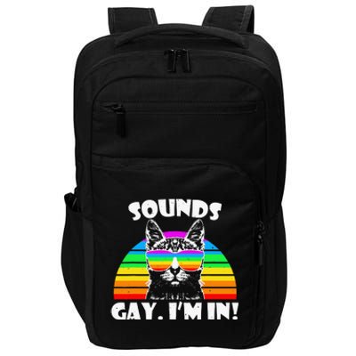 Sounds Gay I'm In Rainbow Cat Pride Retro Impact Tech Backpack