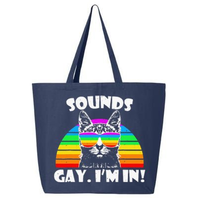 Sounds Gay I'm In Rainbow Cat Pride Retro 25L Jumbo Tote