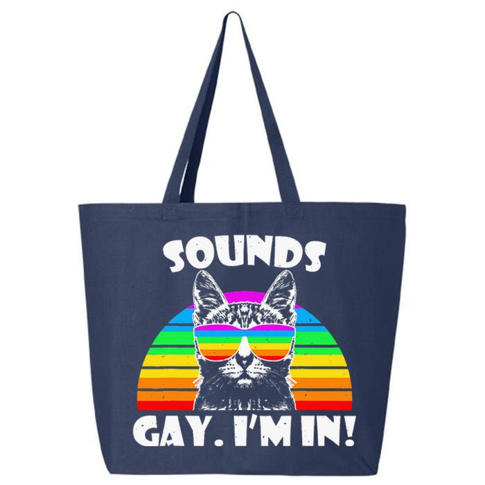 Sounds Gay I'm In Rainbow Cat Pride Retro 25L Jumbo Tote