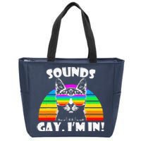 Sounds Gay I'm In Rainbow Cat Pride Retro Zip Tote Bag