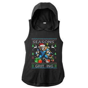 Seasons Grit Ings Lions Christmas Funny Ugly Christmas 2024 Ladies PosiCharge Tri-Blend Wicking Draft Hoodie Tank