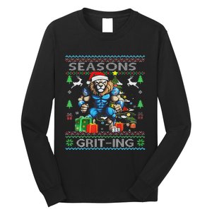 Seasons Grit Ings Lions Christmas Funny Ugly Christmas 2024 Long Sleeve Shirt