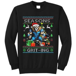 Seasons Grit Ings Lions Christmas Funny Ugly Christmas 2024 Sweatshirt