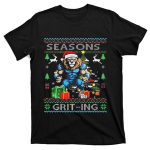 Seasons Grit Ings Lions Christmas Funny Ugly Christmas 2024 T-Shirt