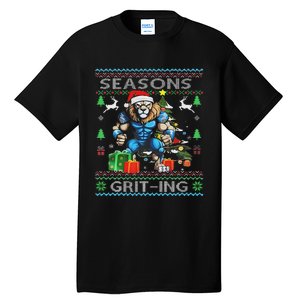 Seasons Grit Ings Lions Christmas Funny Ugly Christmas 2024 Tall T-Shirt