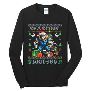 Seasons Grit Ings Lions Christmas Funny Ugly Christmas 2024 Tall Long Sleeve T-Shirt