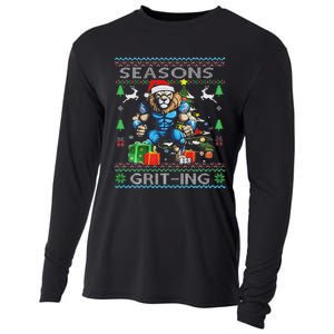 Seasons Grit Ings Lions Christmas Funny Ugly Christmas 2024 Cooling Performance Long Sleeve Crew