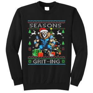 Seasons Grit Ings Lions Christmas Funny Ugly Christmas 2024 Tall Sweatshirt