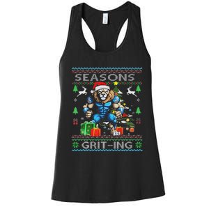 Seasons Grit Ings Lions Christmas Funny Ugly Christmas 2024 Women's Racerback Tank