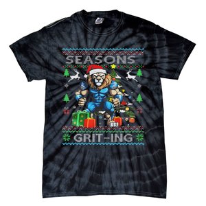 Seasons Grit Ings Lions Christmas Funny Ugly Christmas 2024 Tie-Dye T-Shirt