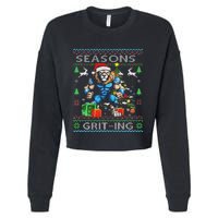 Seasons Grit Ings Lions Christmas Funny Ugly Christmas 2024 Cropped Pullover Crew