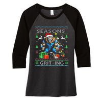 Seasons Grit Ings Lions Christmas Funny Ugly Christmas 2024 Women's Tri-Blend 3/4-Sleeve Raglan Shirt