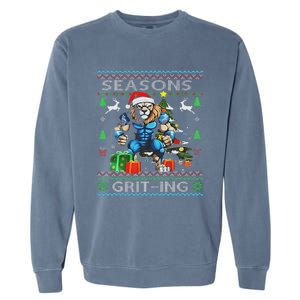 Seasons Grit Ings Lions Christmas Funny Ugly Christmas 2024 Garment-Dyed Sweatshirt