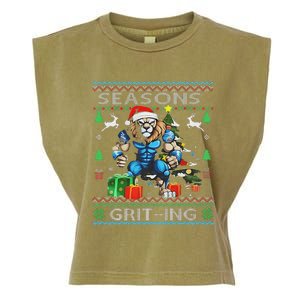 Seasons Grit Ings Lions Christmas Funny Ugly Christmas 2024 Garment-Dyed Women's Muscle Tee