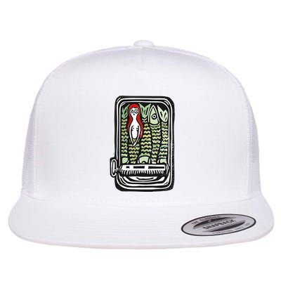 Sardine Girl In Can Design For Minimalist Lovers Flat Bill Trucker Hat