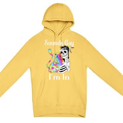 Sounds Gay Im In Funny Lgbt Pride Ally Gothic Rainbow Cat Meaningful Gift Premium Pullover Hoodie