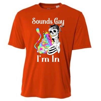 Sounds Gay Im In Funny Lgbt Pride Ally Gothic Rainbow Cat Meaningful Gift Cooling Performance Crew T-Shirt